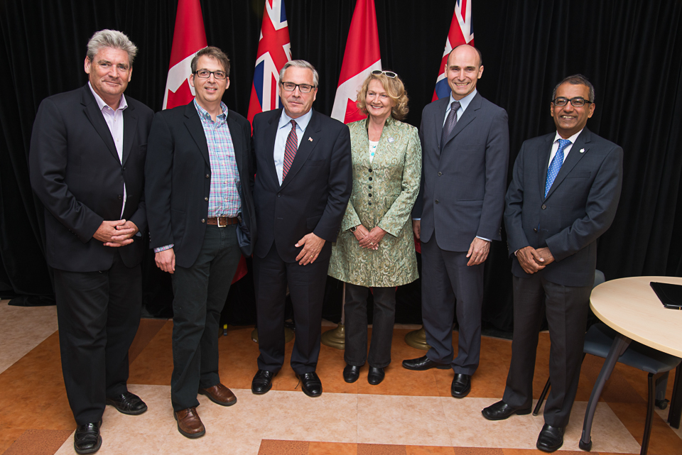 Ray with Ministers Ballard and Duclos, along with Ottawa area MPP John Fraser and MPs Karen McCrimmon and Chandra Arya